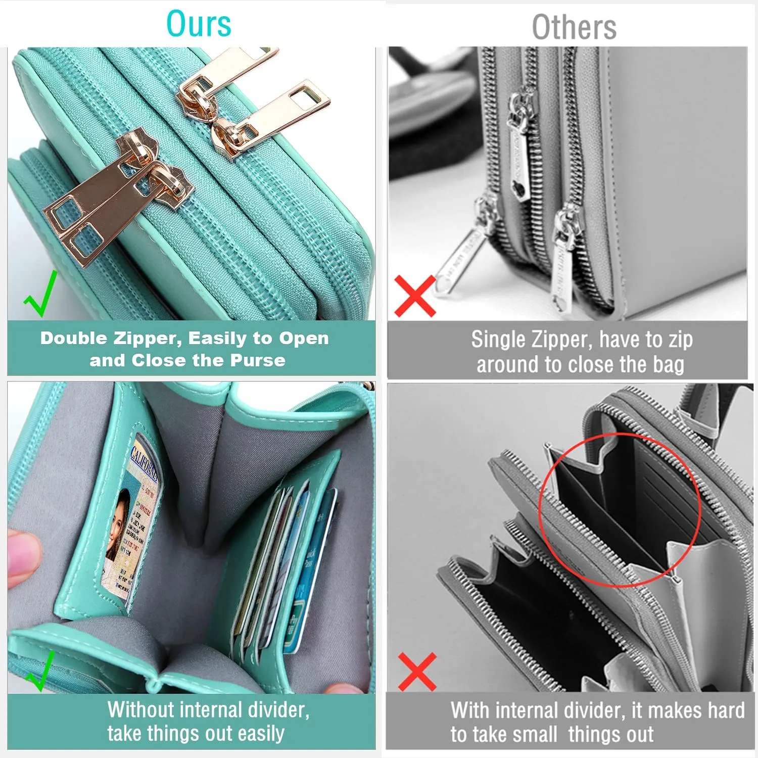 Crossbody Cellphone Purse Women Touch Screen Bag RFID Blocking Wallet Handbag Shoulder Strap