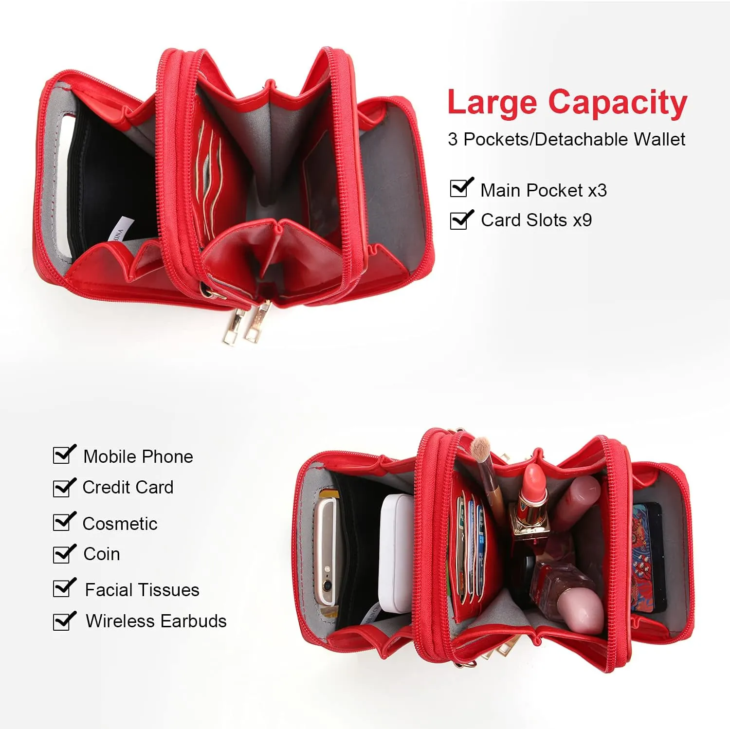 Crossbody Cellphone Purse Women Touch Screen Bag RFID Blocking Wallet Handbag Shoulder Strap