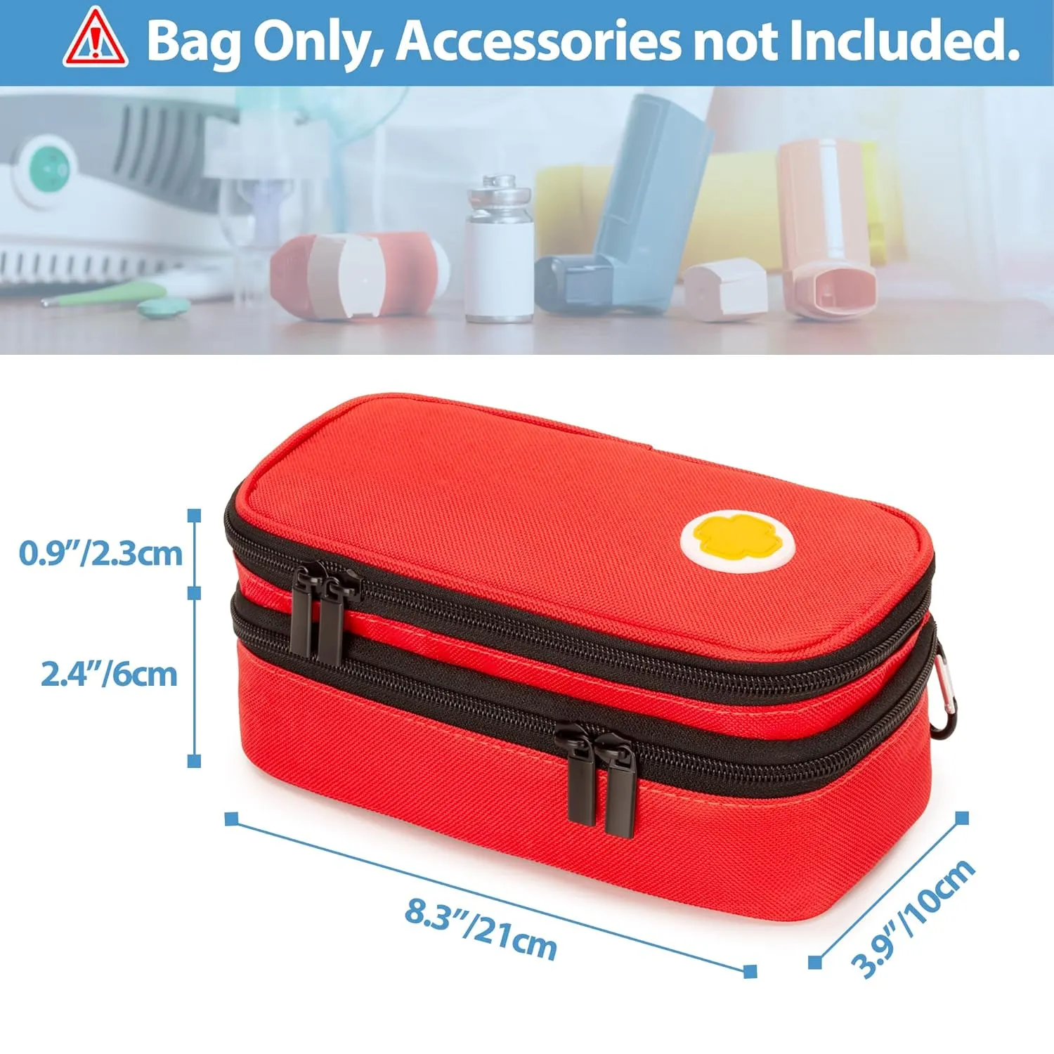CURMIO Portable Nebulizer Carrying Case, Handheld Inhaler Spacer Storage Bag for Adult, Tangerine, Bag Only