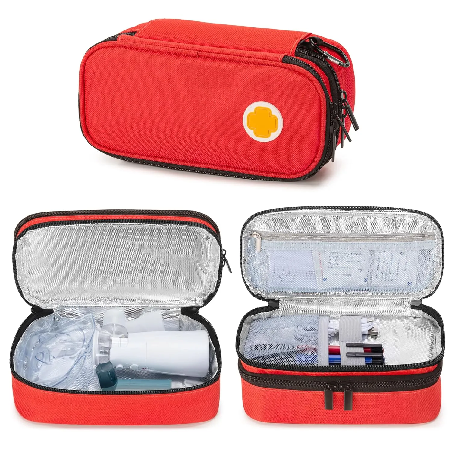 CURMIO Portable Nebulizer Carrying Case, Handheld Inhaler Spacer Storage Bag for Adult, Tangerine, Bag Only