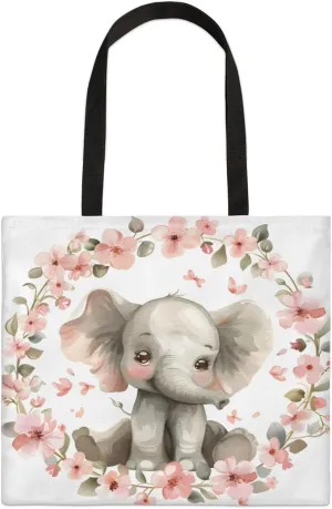 Cute Elephant Garland Square Canvas Tote Bag Top Handle Purses Stylish Women Canvas Shoulder Tote Bags Reusable Handbags for Work Travel Picnic Beach Shopping Gym Hiking