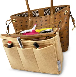 design for MCM Liz Large Shopper Purse Organizer Insert | Luxury Shaper Liner (Tan)