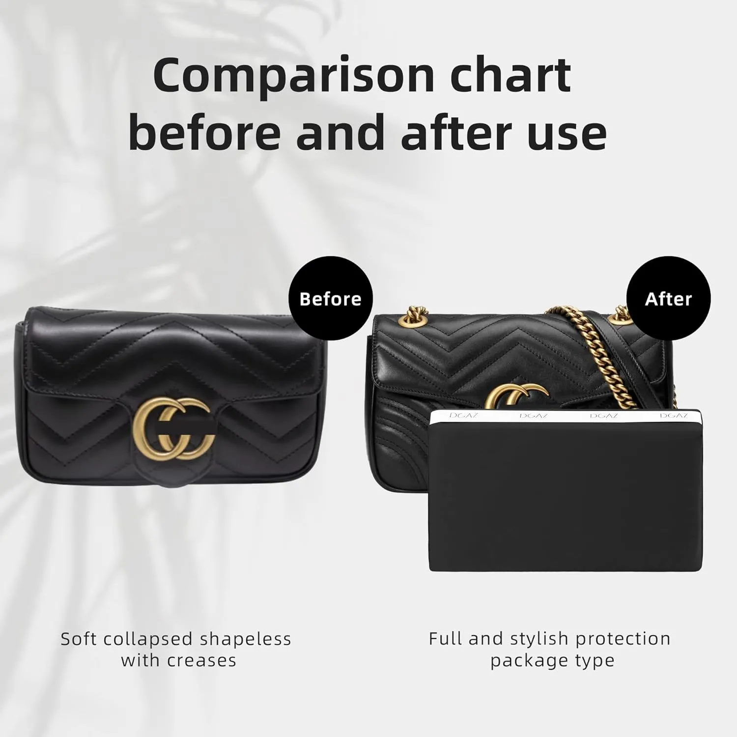 DGAZ Purse Pillow Shaper Insert for Gucci Marmont Bag, Silky Pillow Shaper for Luxury Handbags(Black,Marmont22)