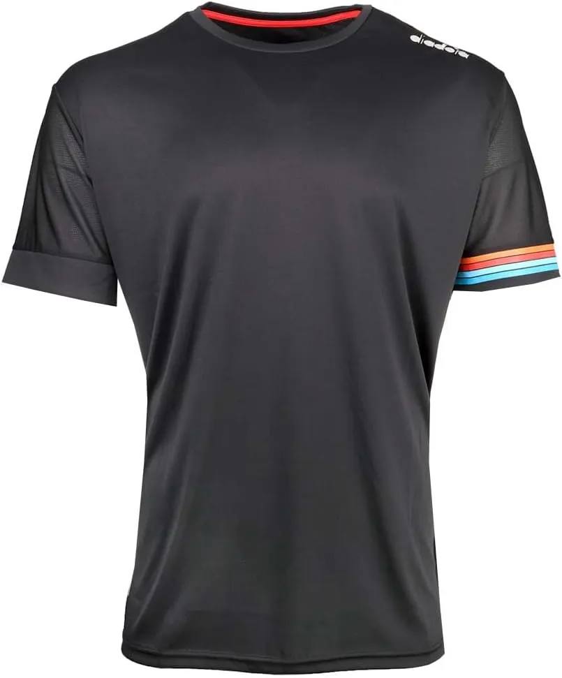 Diadora Mens Core Crew Neck Short Sleeve Athletic Running Casual Tops Breathable - Black