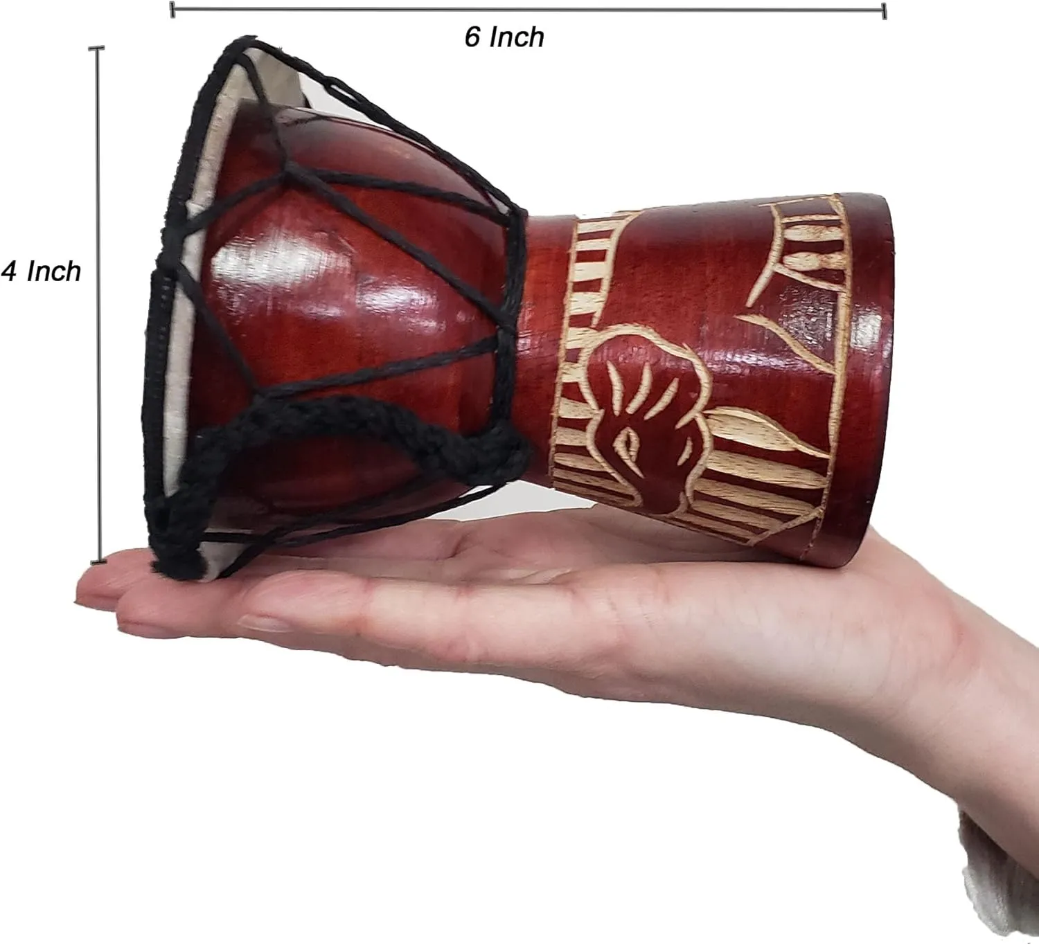 Djembe Drum Carved Bongo African inspired music also a unique gifting idea. Carver Abstract Elephant Giraffe Turtle. (6 Inch, Elephant)