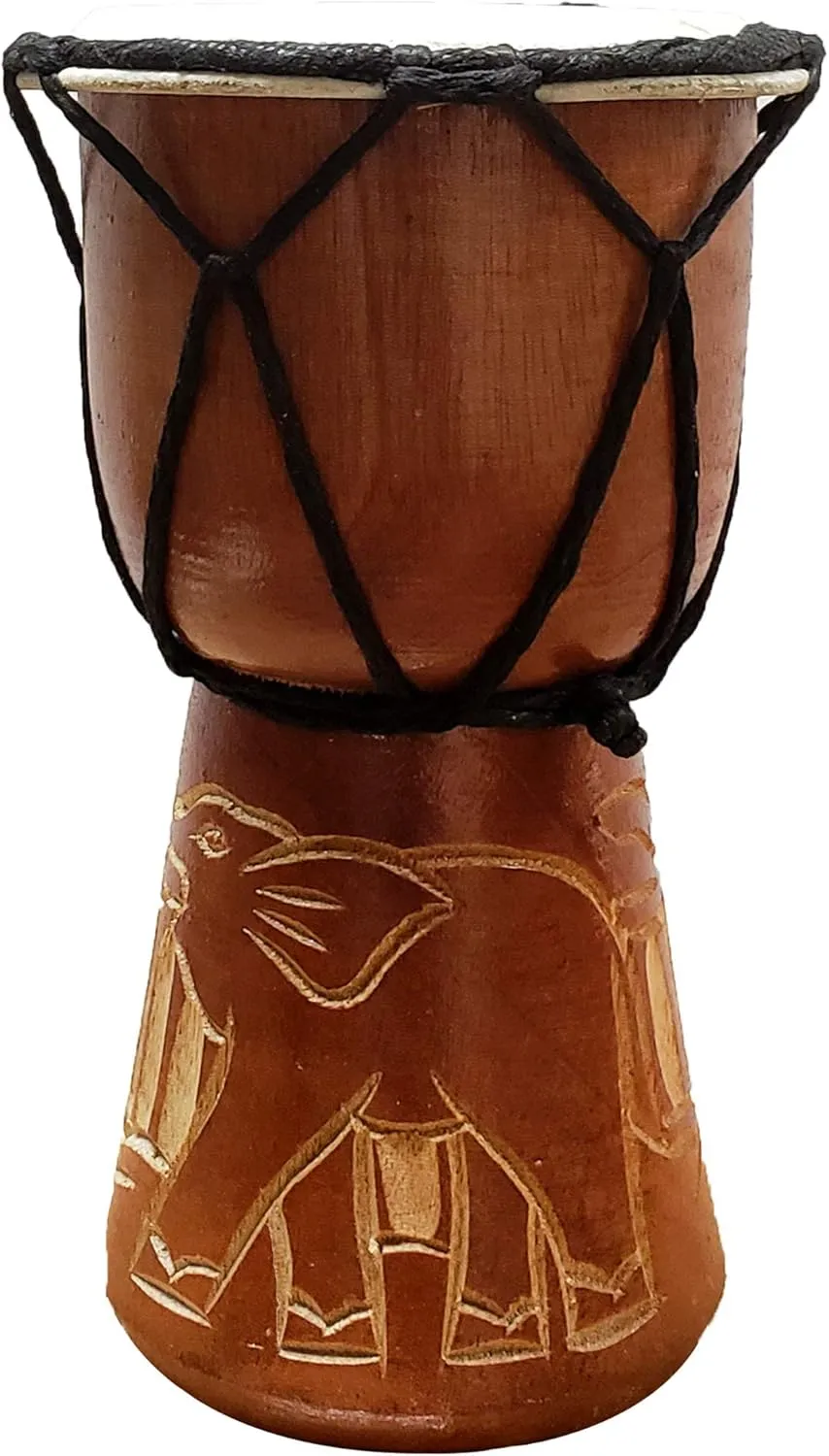 Djembe Drum Carved Bongo African inspired music also a unique gifting idea. Carver Abstract Elephant Giraffe Turtle. (6 Inch, Elephant)