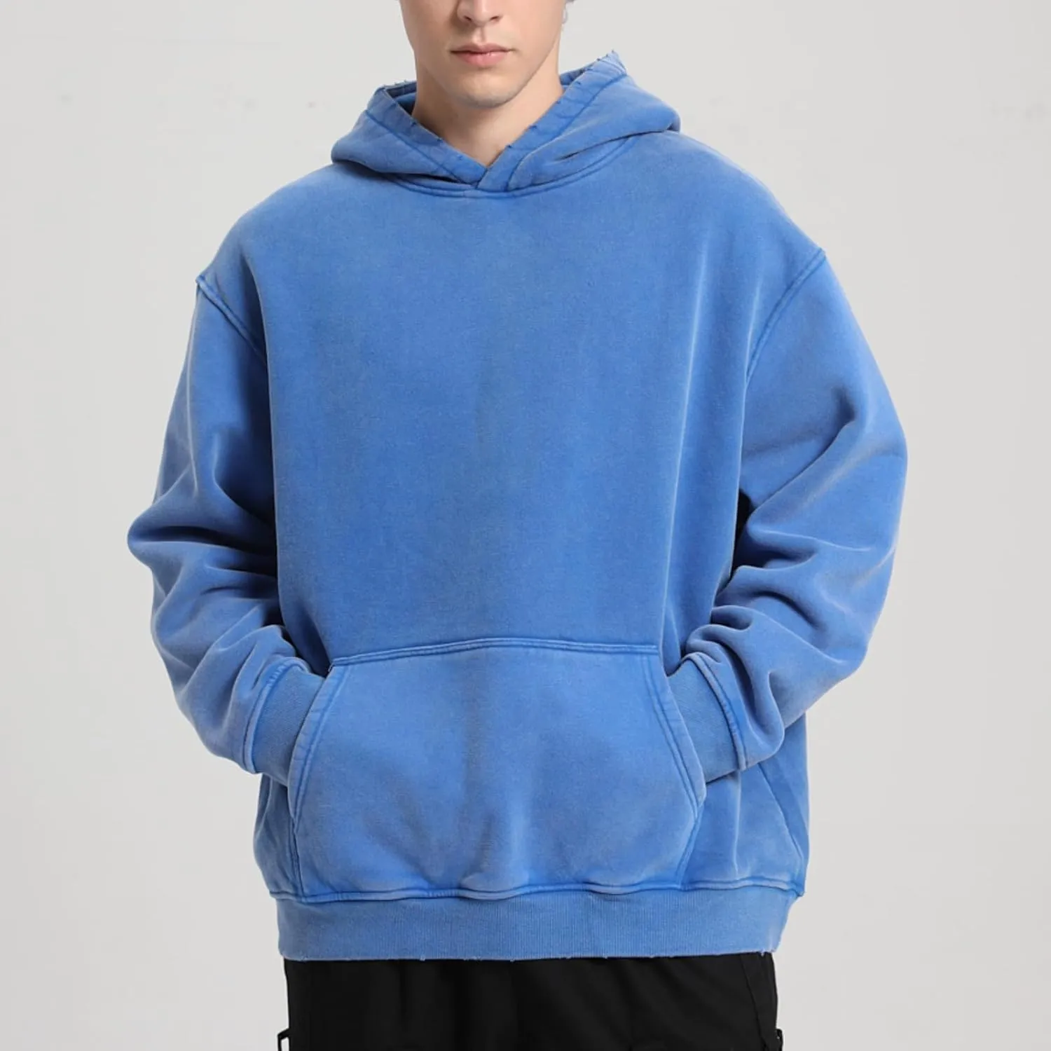Dnzzs Acid Wash Hoodie Men Oversized Pullover Heavyweight Sweatshirt Vintage Streetwear Unisex Casual Top 2025