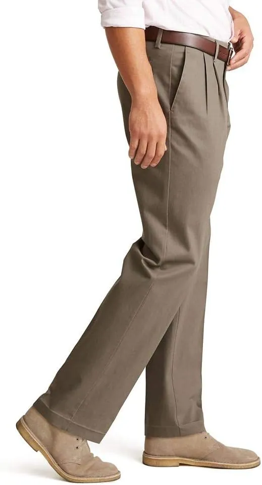 Dockers Men's Classic Fit Signature Lux Cotton Pleated Stretch Pants (Regular and Big & Tall)