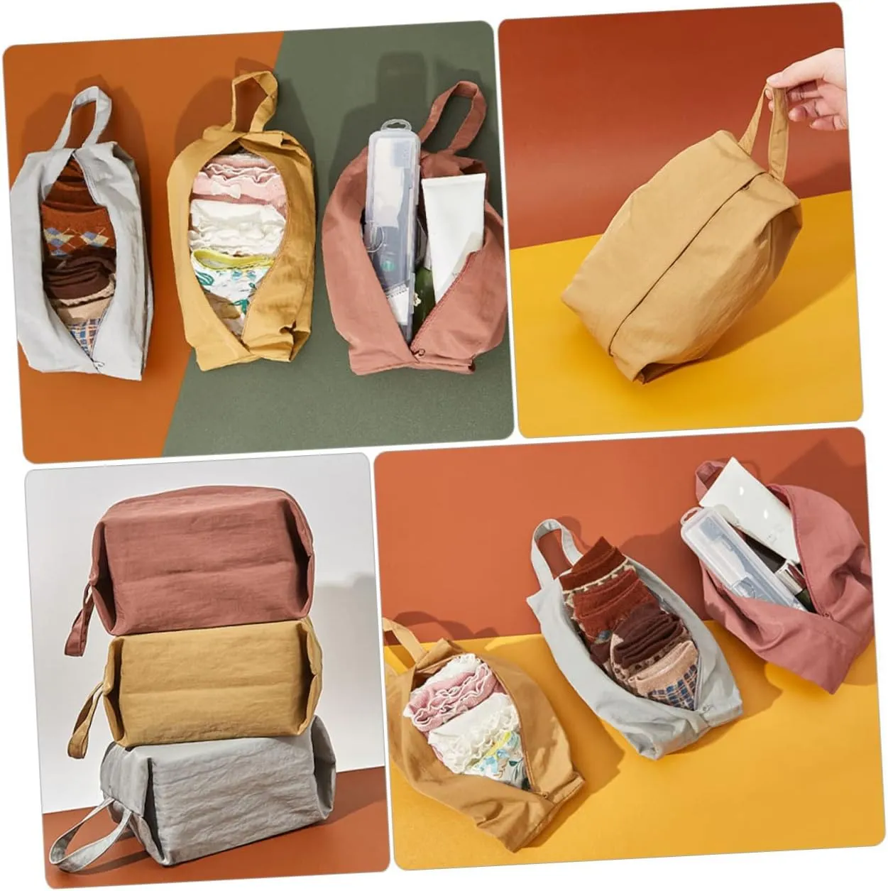 DOITOOL Multi-function Portable Travel Bag 2pcs Makeup Bag for Toiletries Compact Sock Bag Suitable for Business Trips and Daily Use