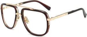 Dollger Oversized Square Aviator Sunglasses for Men Pilot Shades Gold Frame Retro Sun Glasses