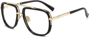 Dollger Oversized Square Aviator Sunglasses for Men Pilot Shades Gold Frame Retro Sun Glasses