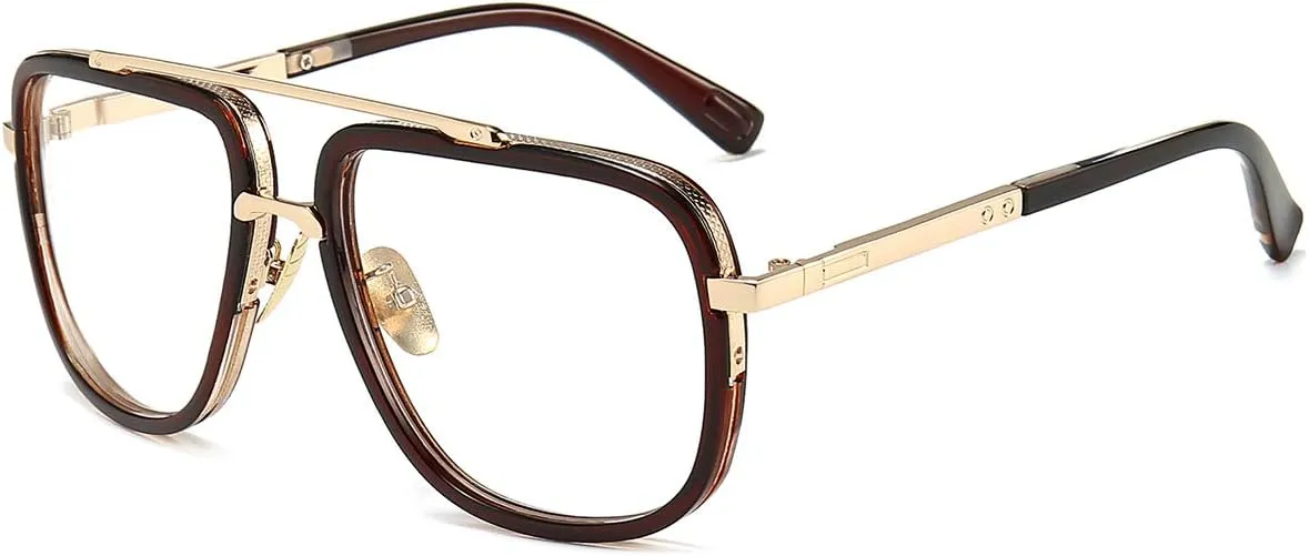 Dollger Oversized Square Aviator Sunglasses for Men Pilot Shades Gold Frame Retro Sun Glasses