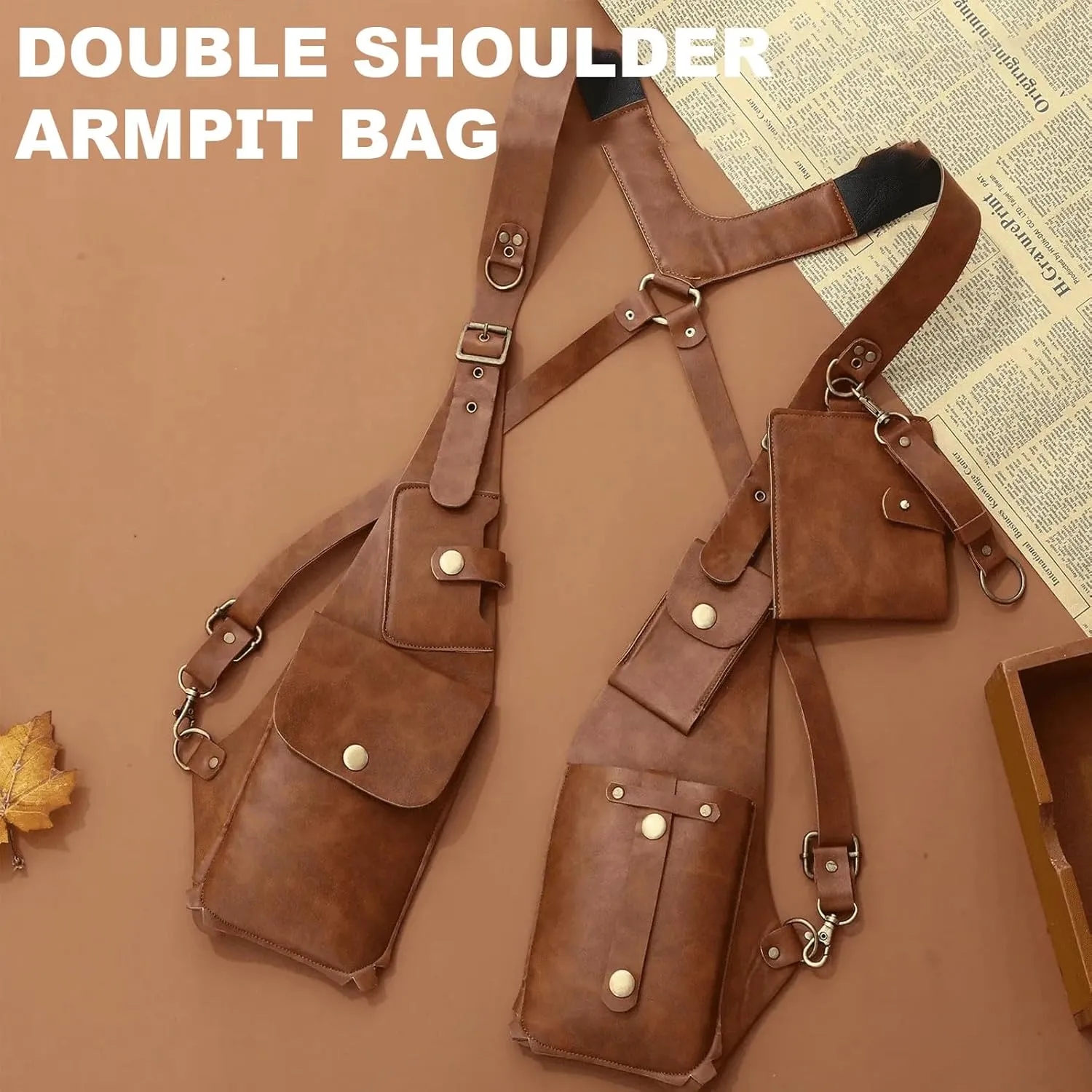 Double Shoulder Armpit Bag, Anti Theft Multi Pocket Bag For Men, Harness Bag, Anti-Theft Bag With Shoulder Harness For Men, Wallet Holster, Anti Underarm Shoulder Bag (Black)