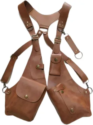 Double Shoulder Armpit Bag, Anti Theft Multi Pocket Bag For Men, Harness Bag, Anti-Theft Bag With Shoulder Harness For Men, Wallet Holster, Anti Underarm Shoulder Bag (Light Brown)