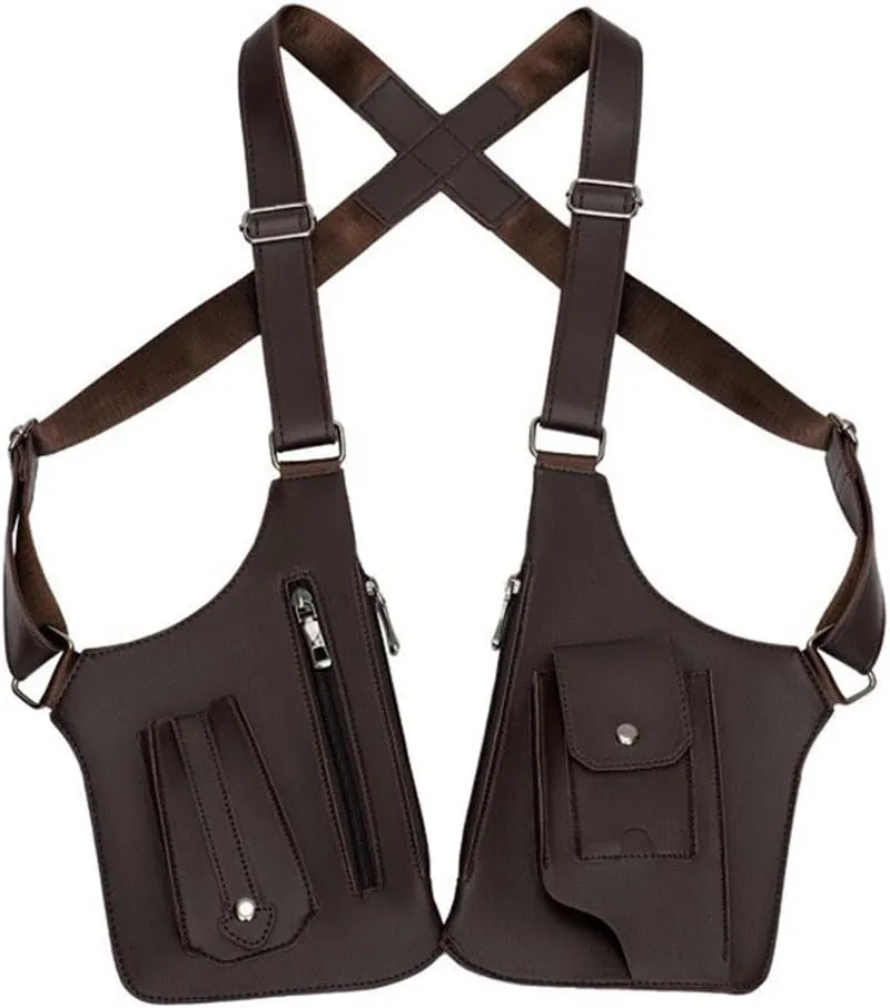 Double Shoulder Armpit Bag Armpit Bag for Men 2025 New Anti Theft Harness for Men Tactical Bag (Brown)