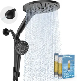 Dual Filtered Rain Shower Head Combo, High Pressure Handheld Shower Head with Adjustable Bar - Rainfall Shower Head And Showerhead with Filter for Hard Water - Removes Chlorine
