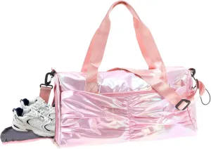 Duffle Bag for Travel, Water Resistant Gym Bag with Wet Pocket, Travel Duffle Bags, Carry on Weekenders Bags with Shoe Compartment, Pink