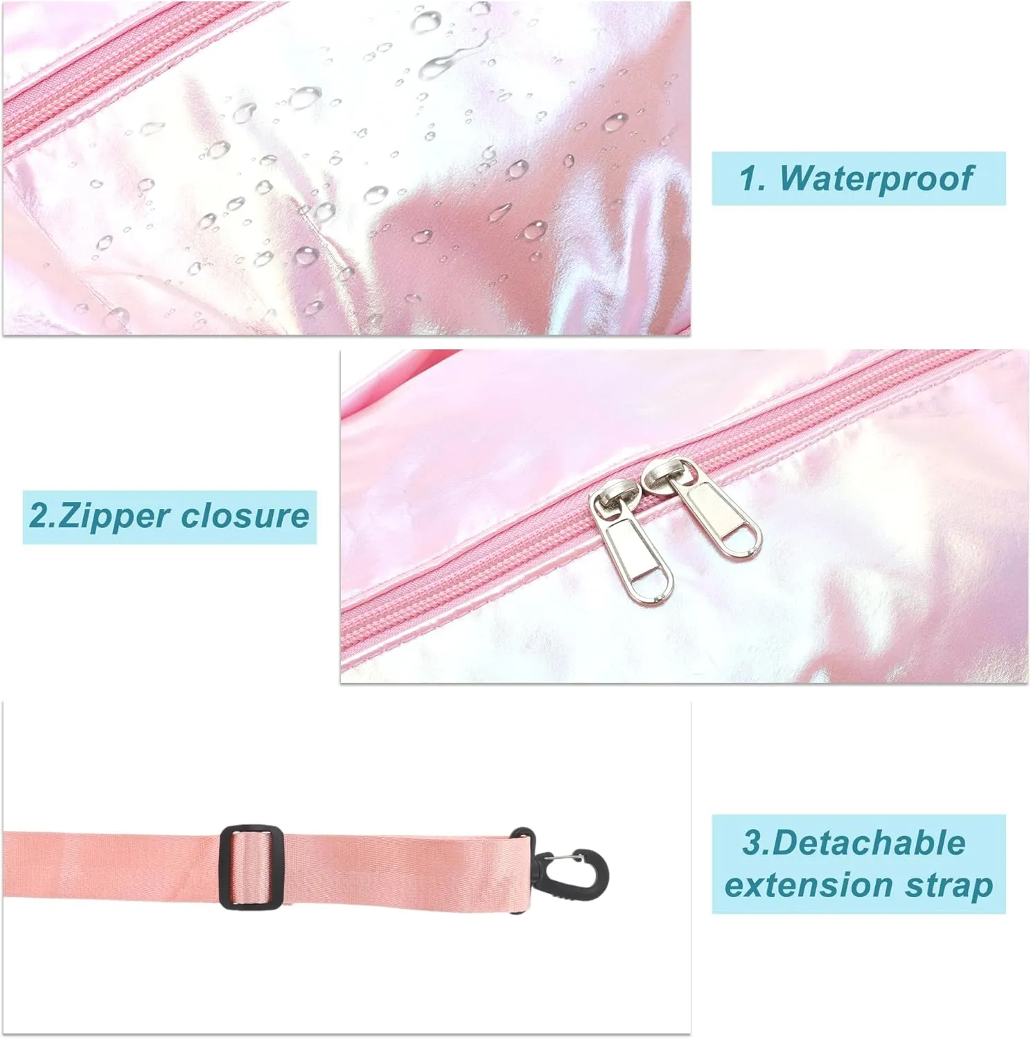 Duffle Bag for Travel, Water Resistant Gym Bag with Wet Pocket, Travel Duffle Bags, Carry on Weekenders Bags with Shoe Compartment, Pink