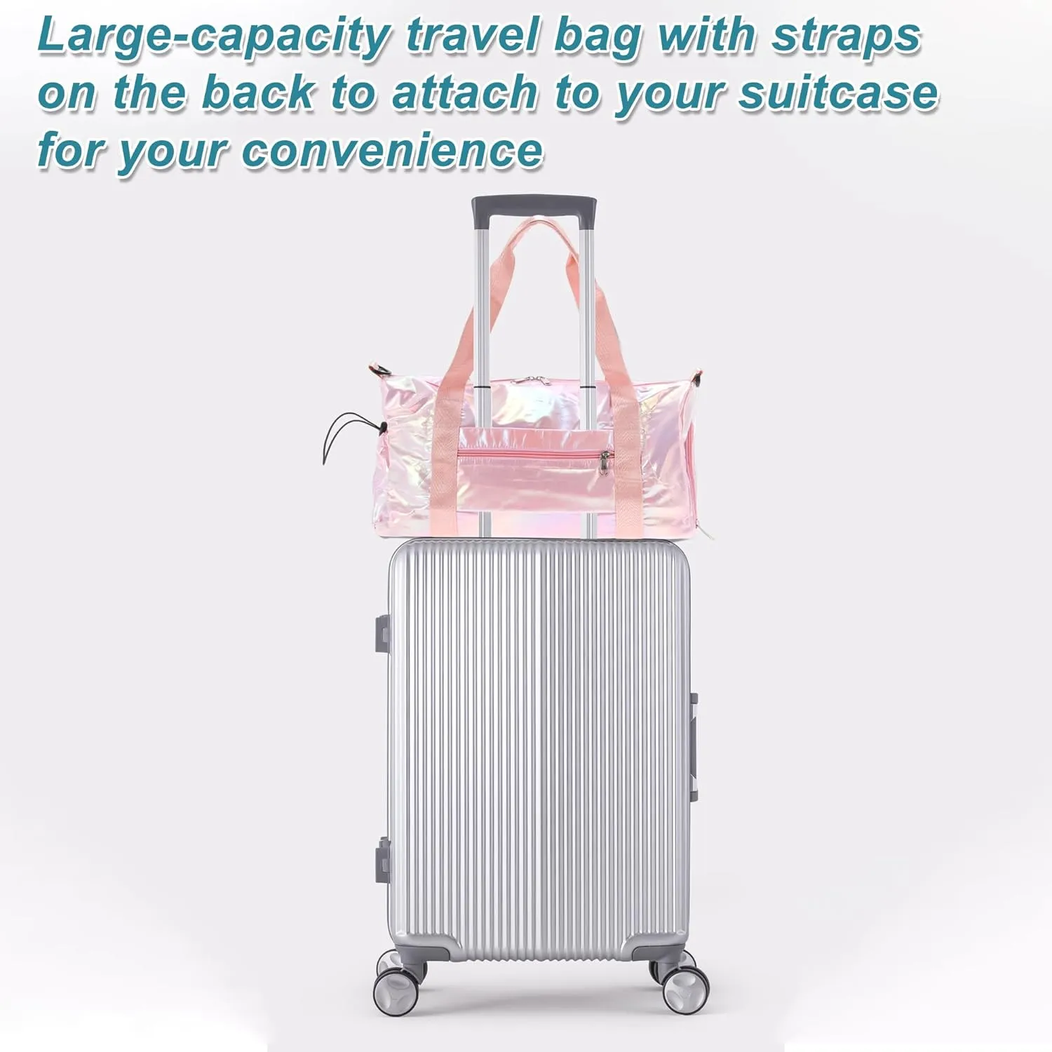 Duffle Bag for Travel, Water Resistant Gym Bag with Wet Pocket, Travel Duffle Bags, Carry on Weekenders Bags with Shoe Compartment, Pink