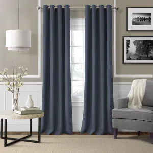 Elrene Home Fashions 26865853766 Grommet Top Solid Linen Look Single Panel Window Curtain Drape, 50" x 108", Indigo