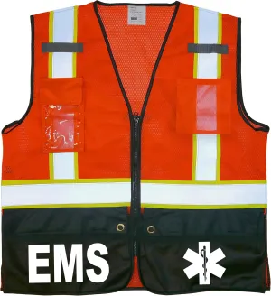 EMS Survivor Safety Vest, Type R Class 2, Reflective logos with Jumbo back pocket.