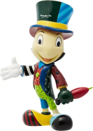 Enesco Disney Britto Pinnochio Jiminy Cricket Posing with Umbrella Figurine, 8 Inch, Multicolor