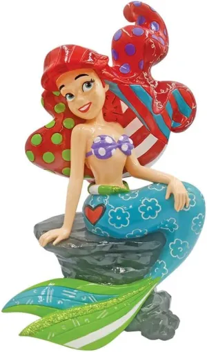Enesco Disney by Romero Britto The Little Mermaid Ariel on Rock Figurine, 6.89 Inch, Multicolor