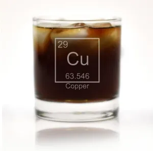 Engraved Copper 7th Anniversary Periodic Table of Element Rocks Glass