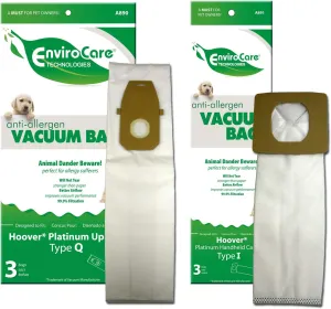 EnviroCare Replacement Allergen Filtration Vacuum Cleaner Dust Bags made to fit Hoover Type Q and Type I Bundle 6 bags total