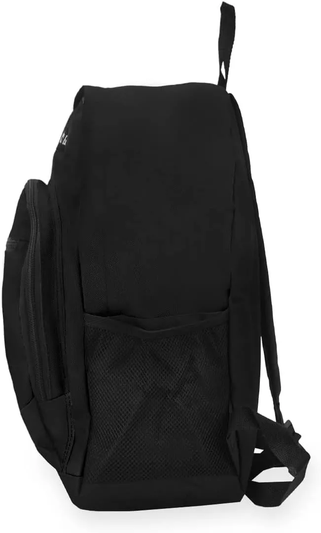 Everest Casual Backpack with Side Mesh Pocket, Black, One Size