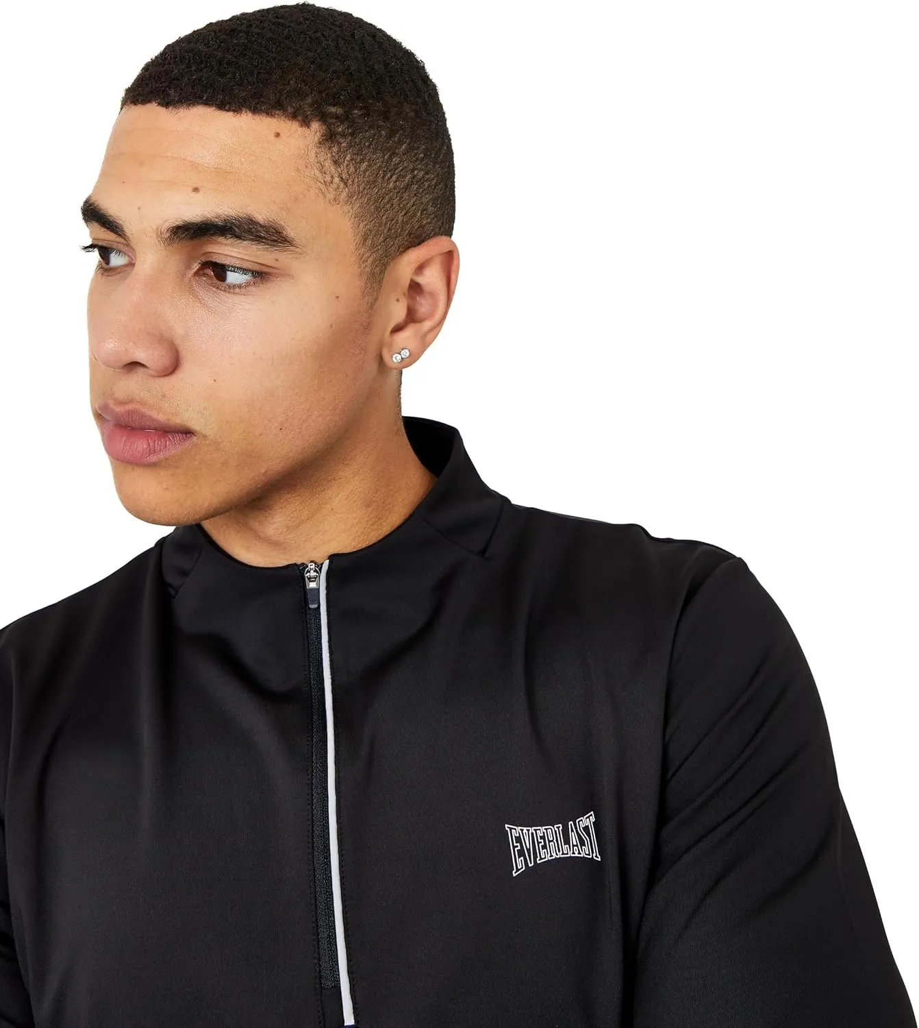 Everlast Men's Fit Active Quarter Zip Long Sleeve Athletic Performance Pullover Long Sleeve Shirt Black