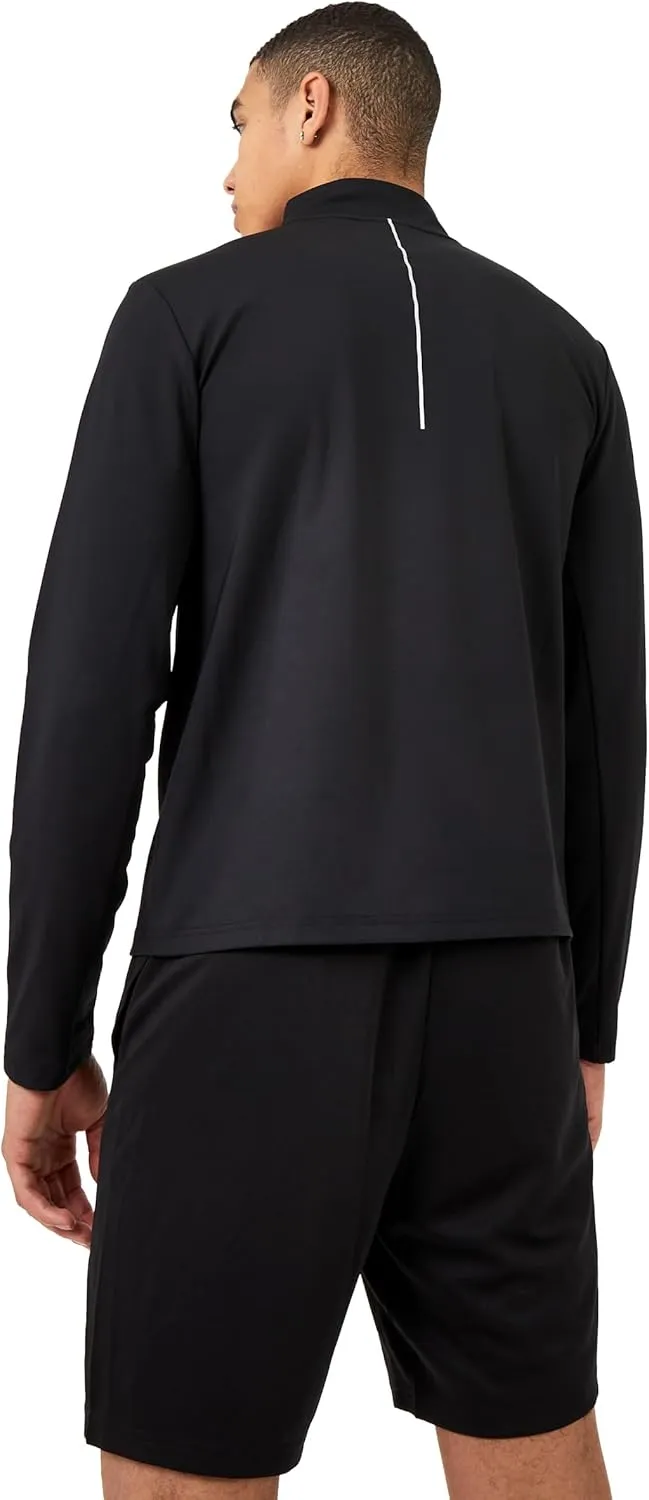 Everlast Men's Fit Active Quarter Zip Long Sleeve Athletic Performance Pullover Long Sleeve Shirt Black