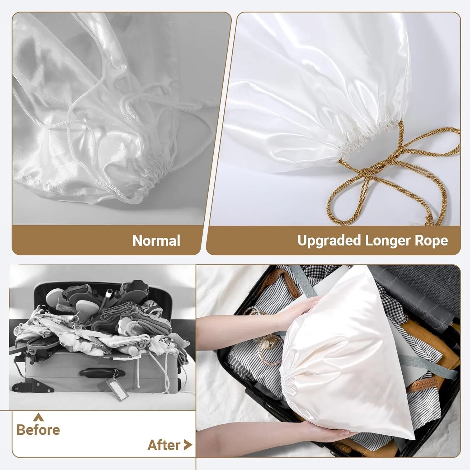 Ewen 19.6x15.7in White Dust Bags for Handbags, 7 Pack of Purse Pouch Bags for Storage, Dustproof Silk Bags with Drawstring for Travel, Satin Covers for Sneakers and Boots, Dust Cover Bag for Clothes