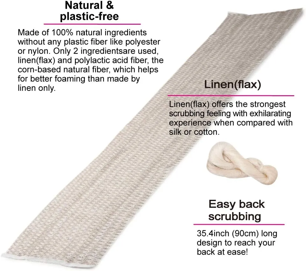Exfoliating Washcloth [Made in Japan] Shower Back Scrubber, Natural Loofah