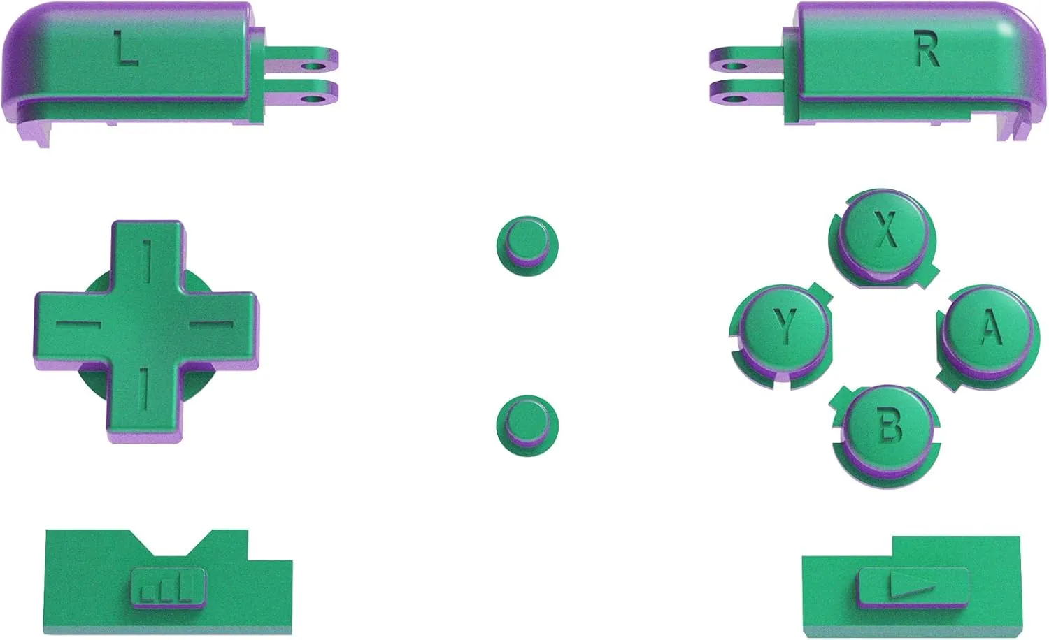 eXtremeRate Chameleon Green Purple Replacement Full Set Buttons for Nintendo DS Lite Handheld Console, Custom D-pad A B X Y Start Select R L Power Volume Keys for Nintendo DS Lite NDSL - No Console