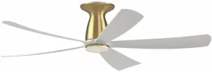 Fanimation Kute - 5 Blade Flush Ceiling Fan with Light Kit - 15.94 Inches Tall and 52 Inches Wide - Brushed Satin Brass Finish - Matte White