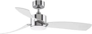 Fanimation SculptAire 52 inch Indoor/Outdoor Ceiling Fan with Clear Blade Set and LED Light Kit - Chrome