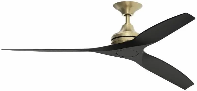 Fanimation Spitfire - 3 Blade Ceiling Fan - 12 Inches Tall and 60 Inches Wide, Brushed Satin Brass Finish - Black Blade Color
