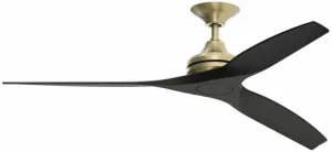 Fanimation Spitfire - 3 Blade Ceiling Fan - 12 Inches Tall and 60 Inches Wide, Brushed Satin Brass Finish - Black Blade Color