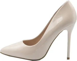 Fashion Thirsty Womens High Heel Pointed Toe Pumps Smart Office Work Courts Shoes Ladies Pumps Party Prom Wedding Bridal Occasion Heeled Court Stiletto Heels Shoes Size Nude Patent