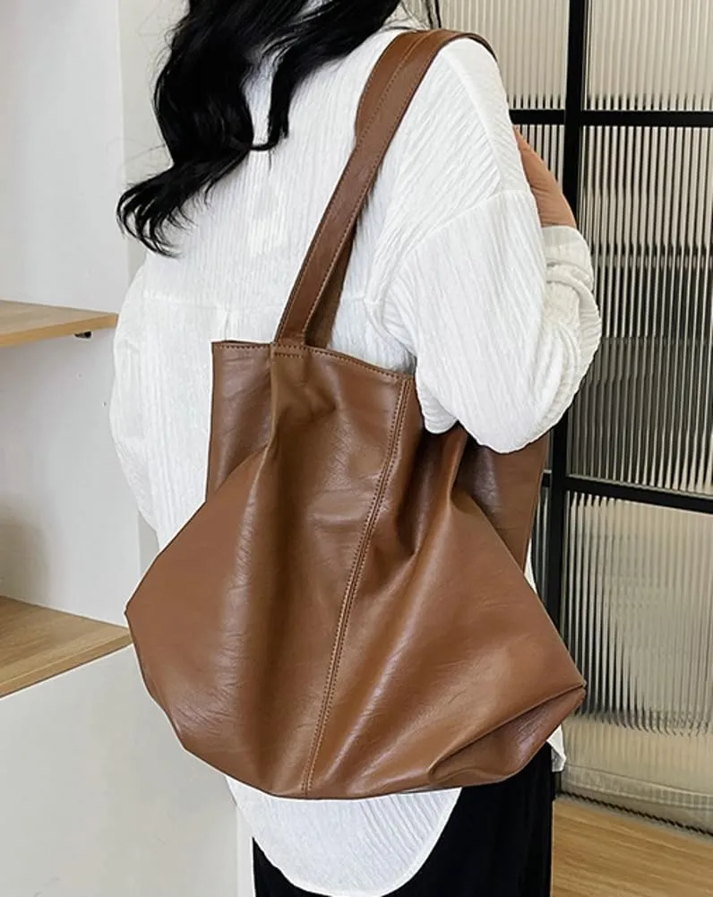 Fashion Tote Bags for Women Soft PU Leather Shoulder Bag Pleated Handbags Y2k Purses Large Top Handle Satchel