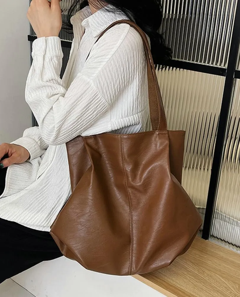 Fashion Tote Bags for Women Soft PU Leather Shoulder Bag Pleated Handbags Y2k Purses Large Top Handle Satchel