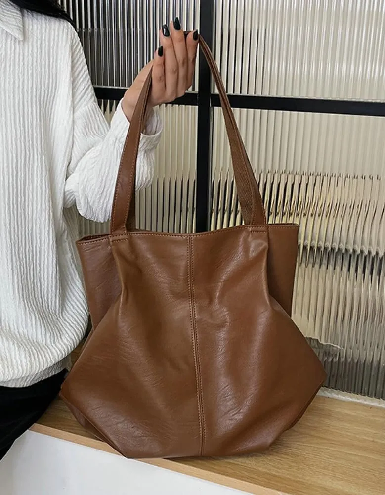 Fashion Tote Bags for Women Soft PU Leather Shoulder Bag Pleated Handbags Y2k Purses Large Top Handle Satchel