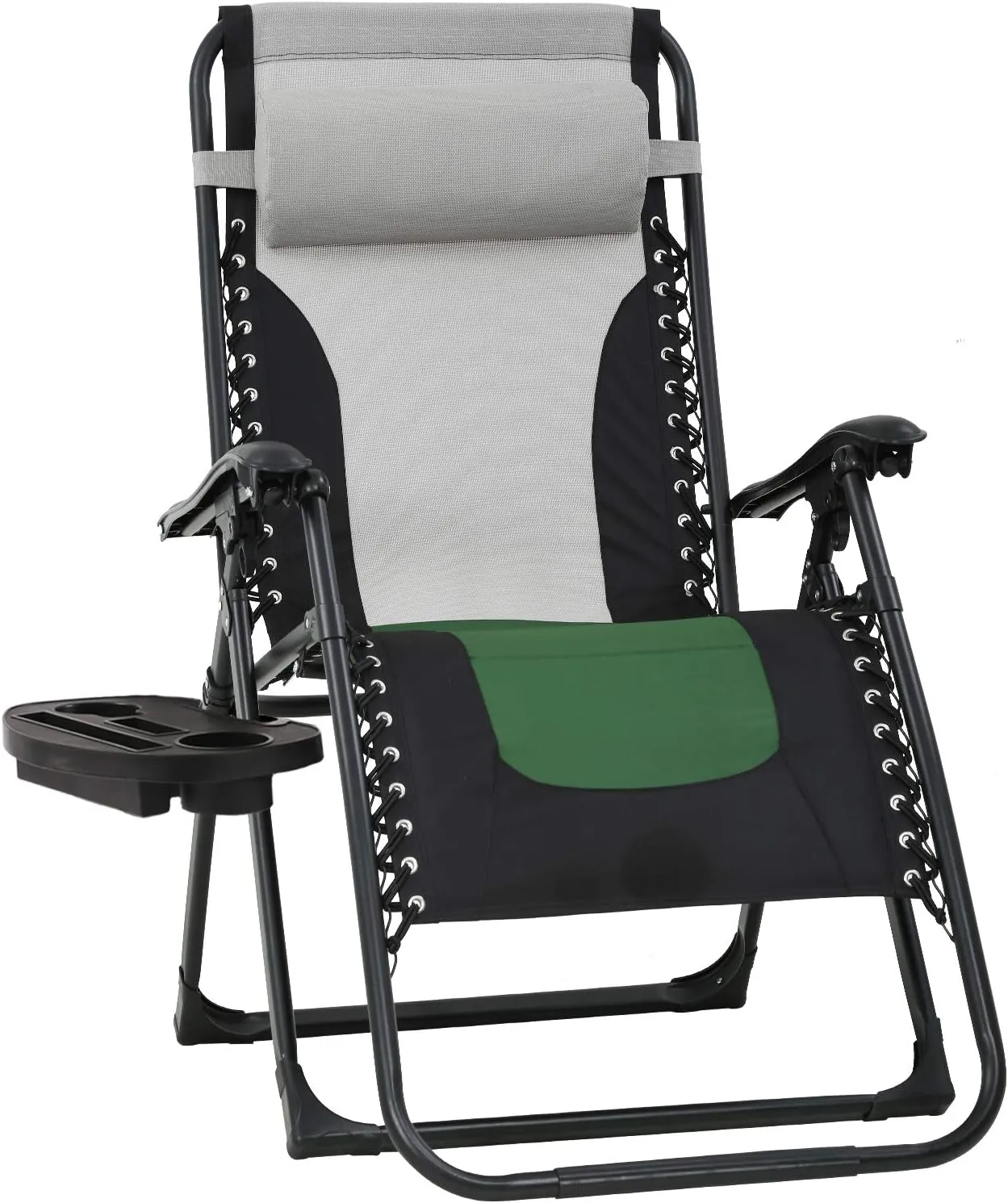FDW Oversized Padded Zero Gravity Chair Lounge Chair Outdoor Patio Recliner with Cup Holder Adjustable Headrest for Patio Pool Deck Camping Support 380lbs (1, Green)