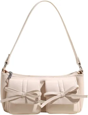 Female Underarm Bag Double Pockets Y2k Shoulder Bag PU Leather Vintage Handbag Travel Shopping Work Date Bag