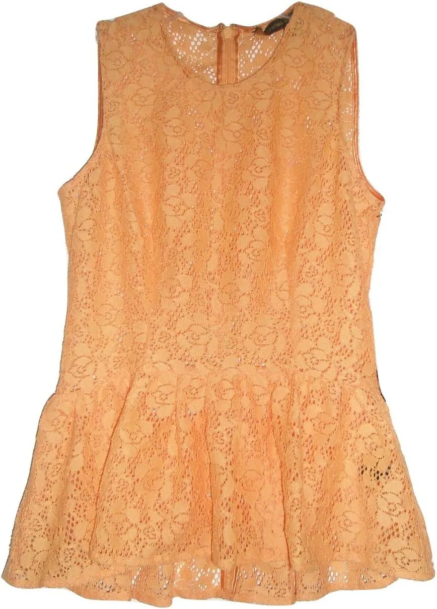 FLORAL LACE CROCHET PEPLUM TOP XS