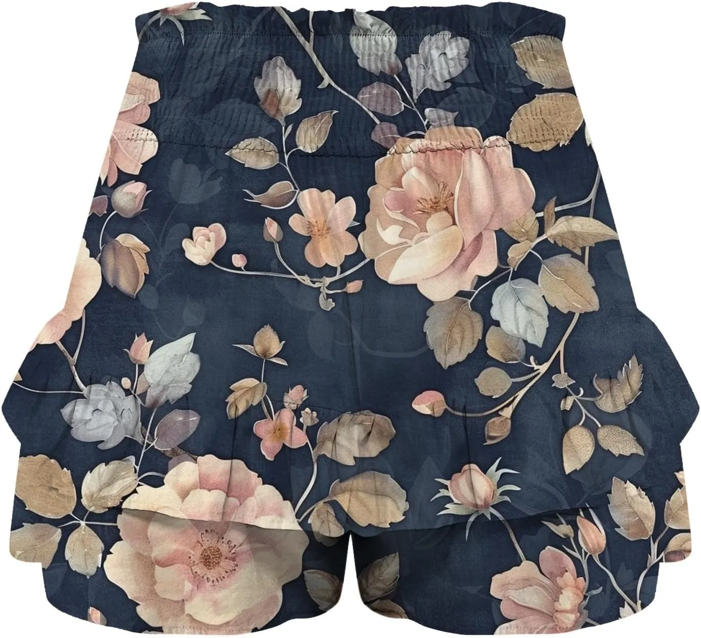 Flowy Shorts for Women Casual High Waist Floral Print Skorts Ruffle Mini Skirts Butterfly Soft Summer Boho Shorts
