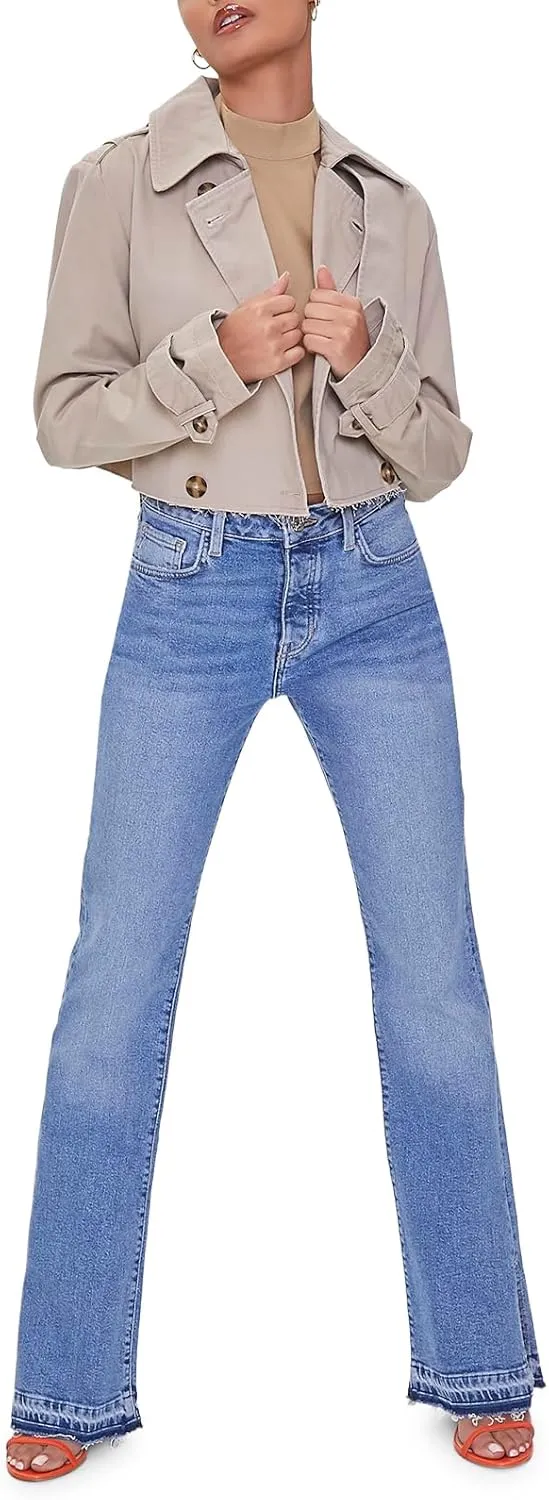 Forever 21 Women's Cropped Double-Breasted Twill Jacket
