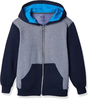 Fruit of the Loom boys Fleece Sweatshirts, Hoodies, Sweatpants & Joggers Shirt, Full Zip - Navy Stripe, X-Small US