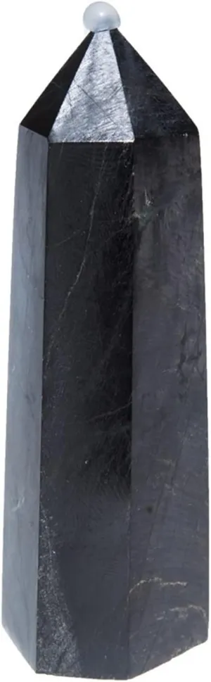 Full of Texture 1pcs Beautiful Natural Hand Carved Crystals Stones Tower Wand Black Carbonado Points Decoration Crystal Decorative Stones (Size : 5 to 6cm)